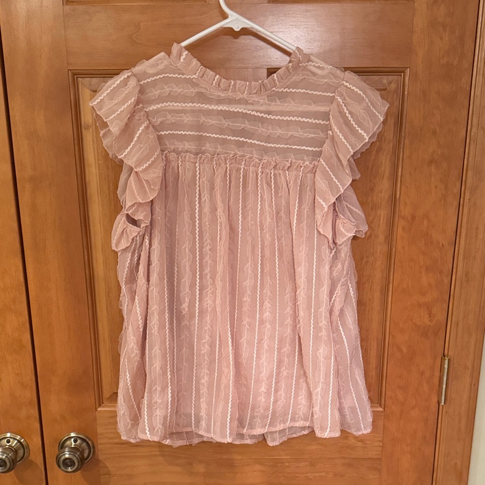 Easel Pink Ruffle Blouse